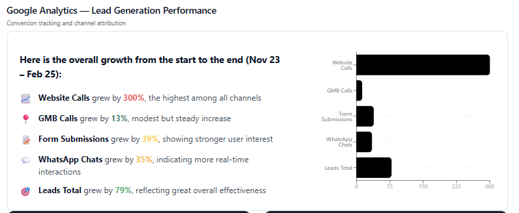 Google Analytics lead generation performance for Perfect Cabin